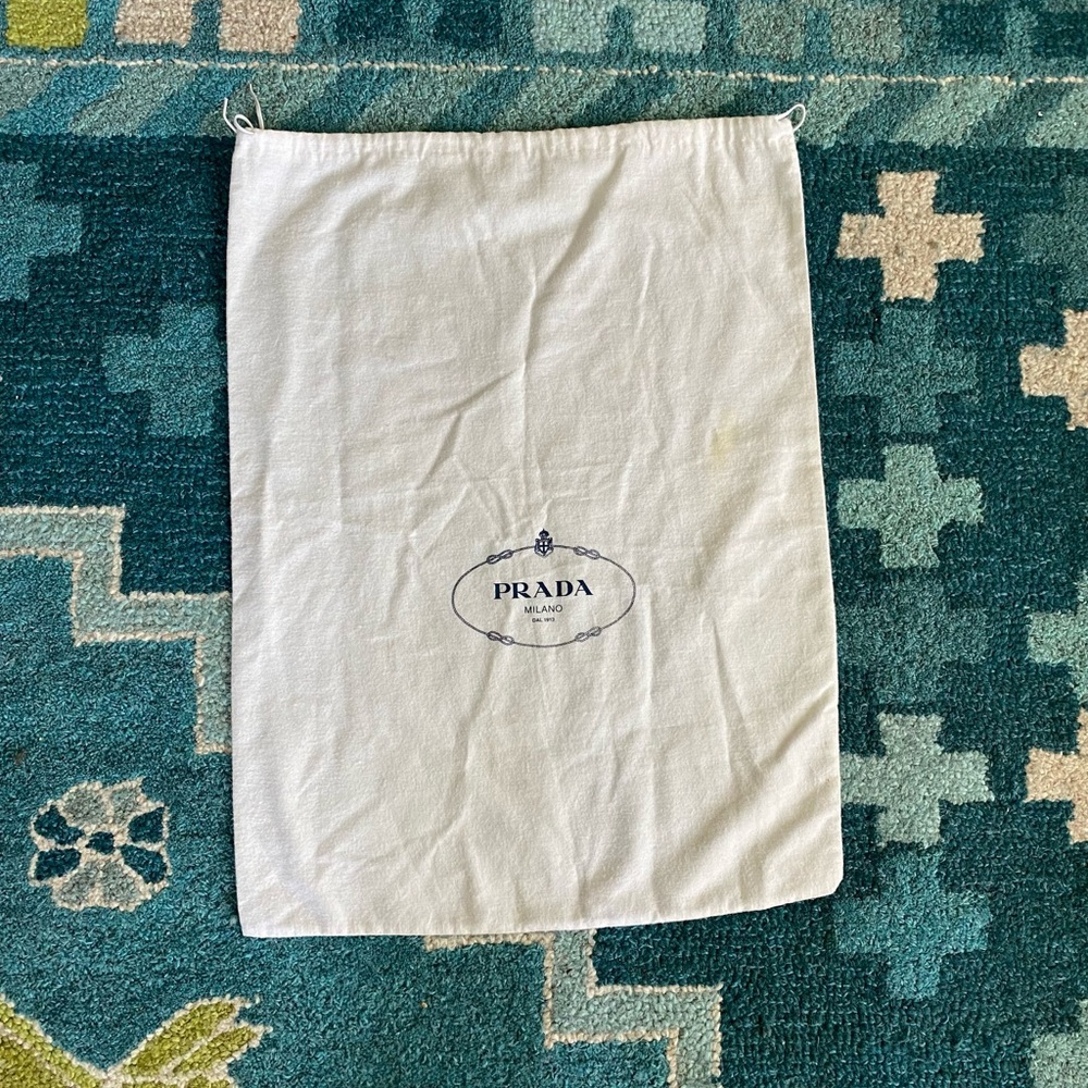 Large Prada dust bag white cotton